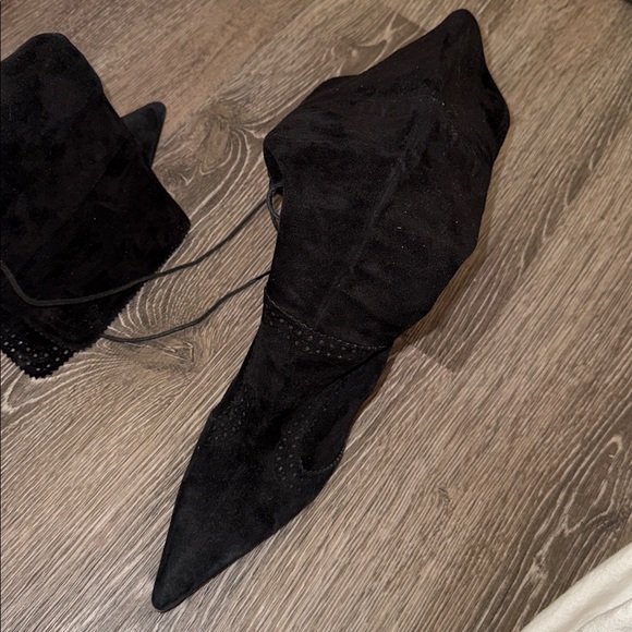 Christian Louboutin Black Heeled Boots with Red Soles - Picture 12 of 16